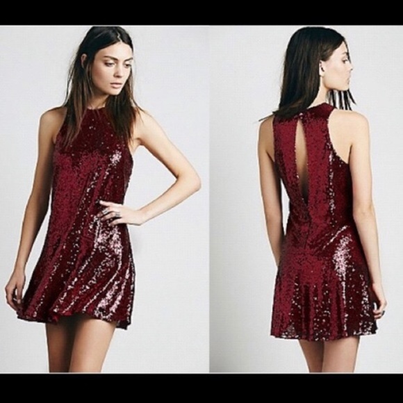 Free people red sequin dress Clearance